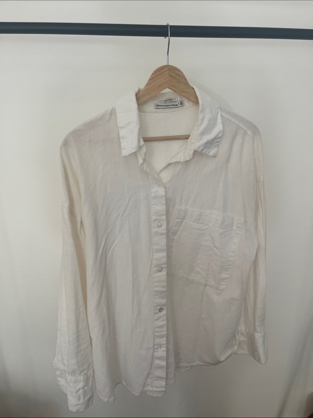 Abercrombie & Fitch OWhite Linen oversized Button-Down Shirt